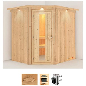 KARIBU Sauna Laila Saunen 3,6-kW-Plug & Play Ofen mit integrierter Steuerung beige (naturbelassen) Saunen