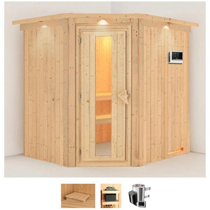 KARIBU Sauna Laila Saunen 3,6-kW-Plug & Play Ofen mit externer Steuerung beige (naturbelassen) Saunen