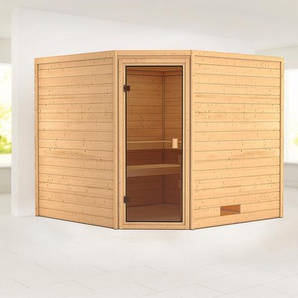 KARIBU Sauna Leona mit bronzierter Tür naturbelassen Saunen beige (naturbelassen) Saunen