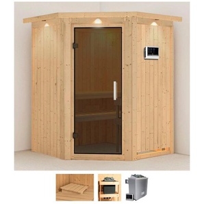 KARIBU Sauna Liva Saunen 9 KW-Ofen mit externer Steuerung beige (naturbelassen) Saunen