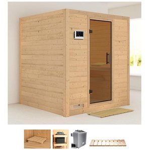 KARIBU Sauna Menja Saunen 9-kW-Bio-Ofen mit externer Steuerung beige (naturbelassen) Saunen