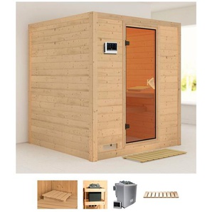 KARIBU Sauna Menja Saunen 9-kW-Bio-Ofen mit externer Steuerung beige (naturbelassen) Saunen
