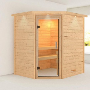 Karibu Sauna Mia (Fronteinstieg), BxTxH: 2240 x 1840 x 2020 cm, 38 mm, inklusive Ofenschutzgitter und Tür