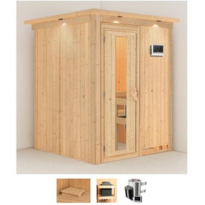 KARIBU Sauna Milaja Saunen 3,6-kW-Plug & Play Ofen mit externer Steuerung beige (naturbelassen) Saunen