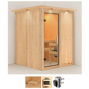 KARIBU Sauna Milaja Saunen 3,6-kW-Plug & Play Ofen mit integrierter Steuerung beige (naturbelassen) Saunen