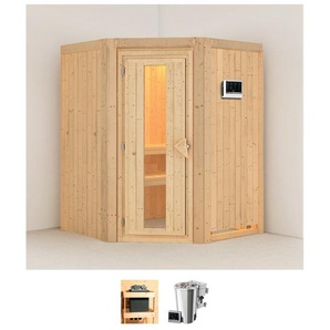 KARIBU Sauna Nanna Saunen 3,6-kW-Bio-Plug & Play Ofen mit externer Steuerung beige (naturbelassen) Saunen