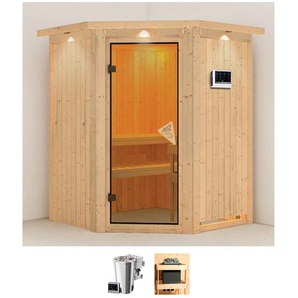 KARIBU Sauna Nanna Saunen 3,6-kW-Bio-Plug & Play Ofen mit externer Steuerung beige (naturbelassen) Saunen
