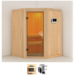KARIBU Sauna Nanna Saunen 3,6-kW-Plug & Play Ofen mit externer Steuerung beige (naturbelassen) Saunen