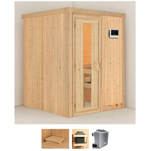 Karibu Sauna Norin, BxTxH: 151 x 151 x 198 cm, 68 mm, (Set) 9 KW-Bio-Ofen mit externer Steuerung