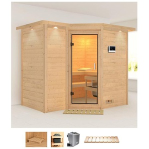 KARIBU Sauna Sanna 2 Saunen 9-kW-Bio-Ofen mit externer Steuerung beige (naturbelassen) Saunen