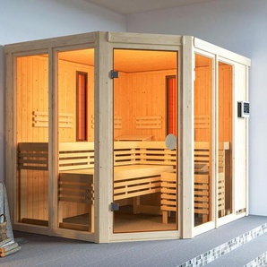 Karibu Sauna »Scarlett Plus« - naturfarben - Massivholz -