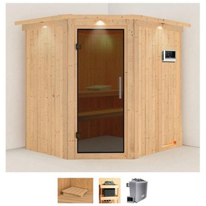 Karibu Sauna Siirin, BxTxH: 210 x 184 x 202 cm, 68 mm, (Set) 9 KW-Ofen mit externer Steuerung