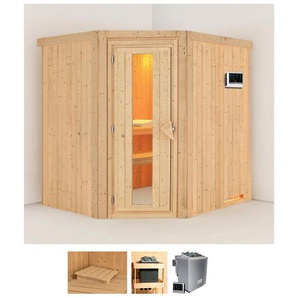 KARIBU Sauna Stine Saunen 9 KW-Bio-Ofen mit externer Steuerung beige (naturbelassen) Saunen
