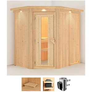 KARIBU Sauna Swantje Saunen 3,6-kW-Plug & Play Ofen mit integrierter Steuerung beige (naturbelassen) Saunen