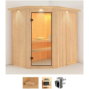 KARIBU Sauna Swantje Saunen 3,6-kW-Plug & Play Ofen mit integrierter Steuerung beige (naturbelassen) Saunen