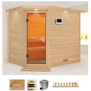 KARIBU Sauna Talida Saunen 9-kW-Bio-Ofen mit externer Steuerung beige (naturbelassen) Saunen