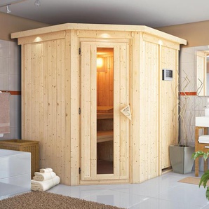 Karibu Energiesparsauna »Teco« - naturfarben - Edelstahl -