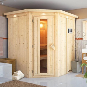 Karibu Energiesparsauna »Teco« - naturfarben - Edelstahl -