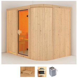 Karibu Sauna Thyra 4, BxTxH: 231 x 170 x 198 cm, 68 mm, (Set) 9-kW-Ofen mit integrierter Steuerung