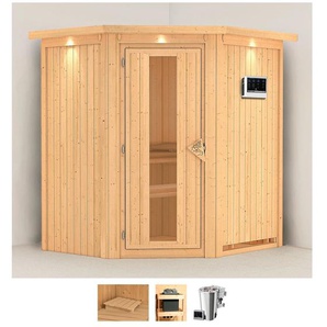 KARIBU Sauna Tomke Saunen 3,6-kW-Bio-Plug & Play Ofen mit externer Steuerung beige (naturbelassen) Saunen
