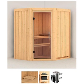 KARIBU Sauna Tomke Saunen 3,6-kW-Plug & Play Ofen mit integrierter Steuerung beige (naturbelassen) Saunen