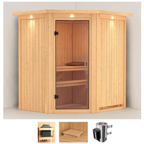 KARIBU Sauna Tomke Saunen 3,6-kW-Plug & Play Ofen mit integrierter Steuerung beige (naturbelassen) Saunen