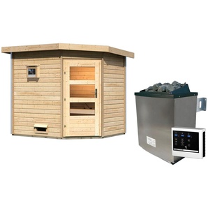 Karibu Saunahaus Tore, BxTxH: 231 x 196 x 226 cm, 38 mm, (Set) moderne Tür, Ofen 9 KW externe Strg easy