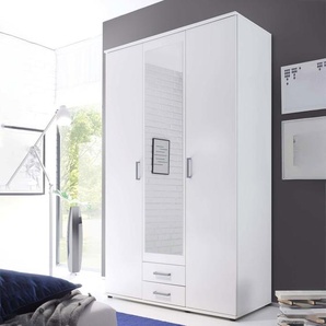 KARL Drehtürenschrank, Korpus/Front weiß, Spiegeltür, 3 Türen