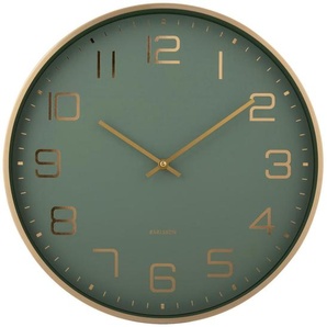 Karlsson Wanduhr Elegance, Hellgrün, Gold, Metall, 40x40x4.2 cm, Dekoration, Uhren, Wanduhren