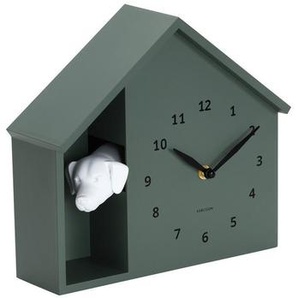 Karlsson Wanduhr Peeking Doggy, Waldgrün, Kunststoff, 24.9x27 cm, Schlagwerk, Dekoration, Uhren, Wanduhren