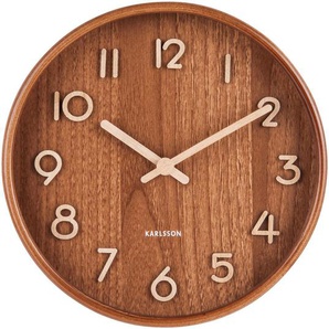Karlsson Wanduhr Pure, Braun, Holz, Linde, 22x22x4.5 cm, Dekoration, Uhren, Wanduhren