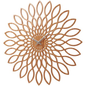 Karlsson Wanduhr Sunflower, Braun, Holzwerkstoff, 60x60x4 cm, Dekoration, Uhren, Wanduhren