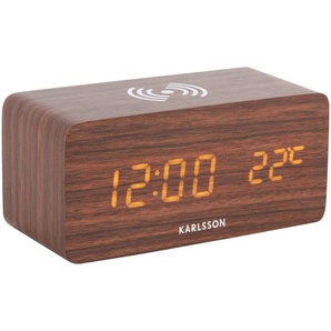 Karlsson Wecker Clock Block, Braun, Holzwerkstoff, 15x7.1x7.4 cm, Weckfunktion, 3D-Zahlen, umstellbar von °C in °F, Hintergrundbeleuchtung, Dekoration, Uhren, Wecker