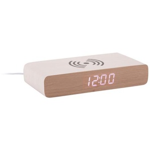 Karlsson Wecker Retro Flat, Weiß, Holzwerkstoff, 8x3x16 cm, Weckfunktion, Timerfunktion, Dekoration, Uhren, Wecker