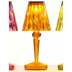 Kartell LED-Tischleuchte Battery bernstein transparent orange, Designer Ferruccio Laviani, 22x13x13 cm