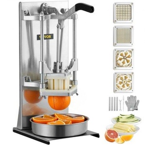 Kartoffelschneider Pommes Frites Schneider 1/4 + 0,95cm + 6 Keile, Frittenschneider Gemüseschneider Kommerzieller Zerkleinerer Obstschneidemaschine mit 4 Ersatzklingen, Edelstahl Zerhacker GGSSDQTJJBBQXJAKLV0