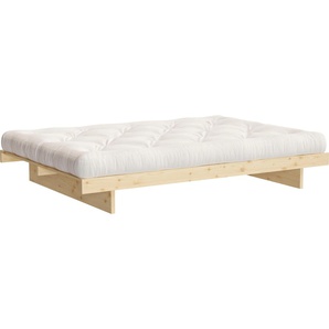 Bettgestell KARUP DESIGN Kanso Betten Gr. ohne Schubladen, Liegefläche B/L: 180 cm x 200 cm Betthöhe: 25 cm, kein Härtegrad, beige (natürliches holz, natürliches holz) Bettgestelle aus Kiefernholz