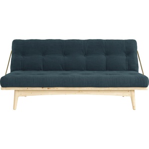 Schlafsofa KARUP DESIGN Folk Sofas Gr. B/H/T: 190 cm x 90 cm x 130 cm, Gestell: Natur, blau (hellblau) Einzelsofas aus massiven Kiefernholz, inkl. Futonmatratze