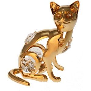 Kunstharz Katze Brina Set Deko Objekt Figur gold 2tlg 