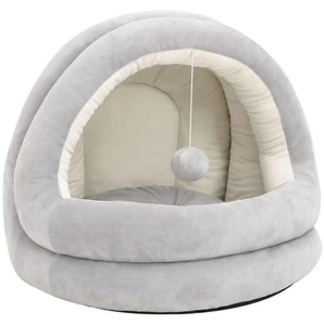 Katzenbett 50x50x45 cm Grau und Creme