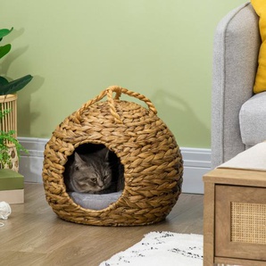 Katzenhaus aus Rattan mit Tragegriff