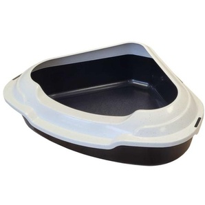 Katzentoilette Ecktoilette XXL Schalentoilette MEMPHIS schwarz-weiß mit Rand