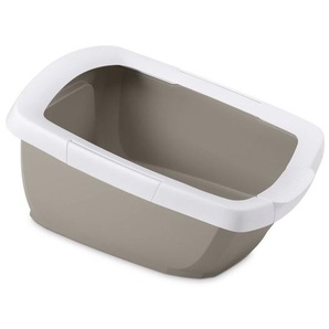 Katzentoilette Katzenklo Schalentoilette mit abnehmbarem Rand weiss-grau 65 x 47 x 33 cm