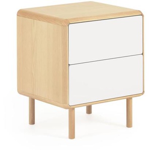 Kave Home - Anielle Nachttisch aus massiver Esche und Eschenfurnier 50 x 58,4 cm