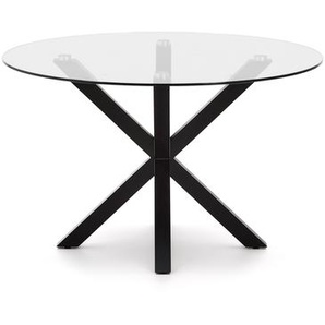 Kave Home - Argo runder Tisch aus Glas und Stahlbeine mit schwarzem Finish Ã˜ 119 cm