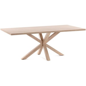 Kave Home - Argo Tisch 160 x 100 cm mit Melamin natur und Stahlbeinen mit Holzeffekt