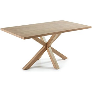 Kave Home - Argo Tisch 180 x 100 cm mit Melamin natur und Stahlbeinen mit Holzeffekt