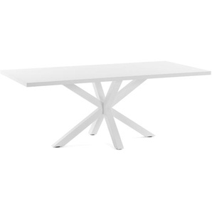 Kave Home - Argo Tisch 180 x 100 cm mit Melamin weiß und weißen Stahlbeinen
