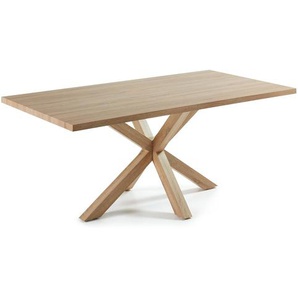 Kave Home - Argo Tisch 200 x 100 cm mit Melamin natur und Stahlbeinen mit Holzeffekt