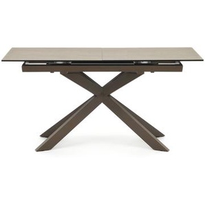 Kave Home - Atminda Ausziehtisch mit Feinsteinzeugplatte und Stahlbeine braun 160(210)x90 cm